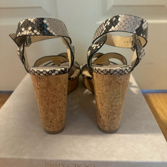 Jimmy Choo Snakeskin Portia Wedges Espadrilles - Picture 6 of 10